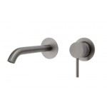 Kaya Wall Basin/Bath Mixer Set, Gun Metal, Round Plates, 160mm Outlet Kaya Wall Basin/Bath Mixer Set, Gun Metal, Round Plates, 160mm Outlet